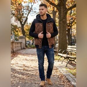 Vintage Ecko Unltd. Leopard Puffer Vest // Y2K Grunge Streetwear L
